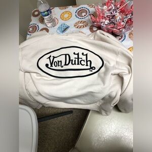 Von Dutch Off-White Sweatshirt with Black Logo